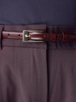 Clearance Next N. Premium Skinny Made In Italy Leather Belt Berry Red