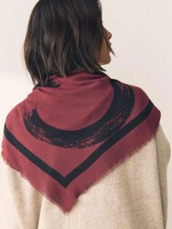 Next Berry Red N Swirl Square Lightweight Scarf^Women Hats, Gloves & Scarves|Hats, Gloves & Scarves