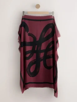 Next Berry Red N Swirl Square Lightweight Scarf^Women Hats, Gloves & Scarves|Hats, Gloves & Scarves