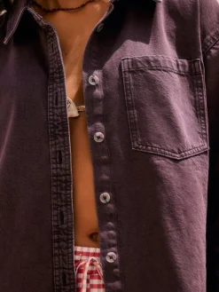 Next Berry Red Oversize Denim Shirt^Women Tops & T-Shirts|Blouses & Shirts