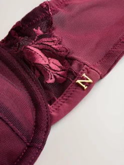 Next Berry Red Pad Balcony Premium Embroidery Bra^Women All Lingerie|Bras