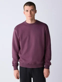 Next Berry Red Regular Fit Heavyweight Cotton Rich Crew Neck Sweatshirt^ Nightwear|Sweatshirts & Hoodies