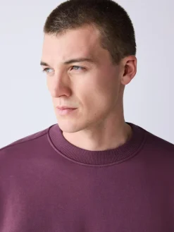 Next Berry Red Regular Fit Heavyweight Cotton Rich Crew Neck Sweatshirt^ Nightwear|Sweatshirts & Hoodies