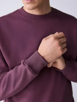 Next Berry Red Regular Fit Heavyweight Cotton Rich Crew Neck Sweatshirt^ Nightwear|Sweatshirts & Hoodies