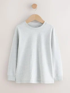 Outlet Next Plain Long Sleeve Cosy T-Shirts 4 Pack (3-16yrs) Berry Red/Grey/White/Blue