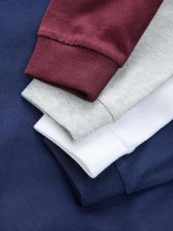 Outlet Next Plain Long Sleeve Cosy T-Shirts 4 Pack (3-16yrs) Berry Red/Grey/White/Blue