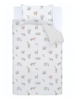 Bianca Natural Kids Zoo Animals 100% Cotton Duvet Cover And Pillowcase Set^ Childrens Bedding|Branded Bedlinen
