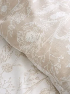 Discount Bianca Natural Supersoft 100% Brushed Cotton Floral Duvet Cover Set