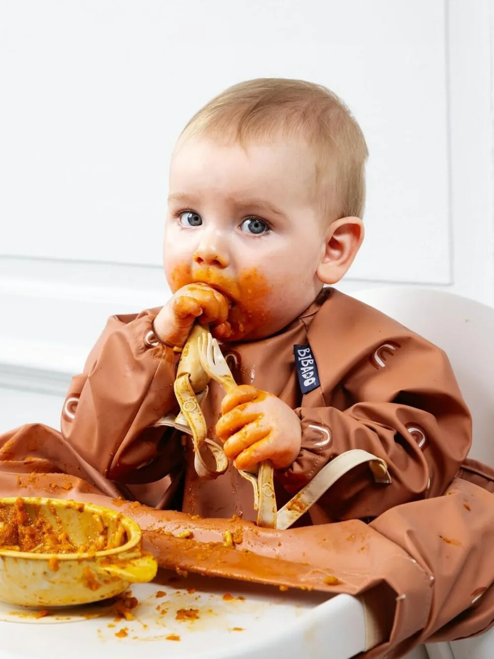 Sale Bibado Terracotta Coverall Weaning Bib - Chasing Rainbows Bibs