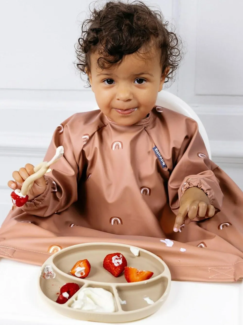 Sale Bibado Terracotta Coverall Weaning Bib - Chasing Rainbows Bibs