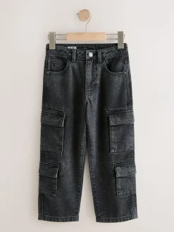 Best Next Black 100% Cotton Denim Multipocket Cargo Jeans (3-16yrs)