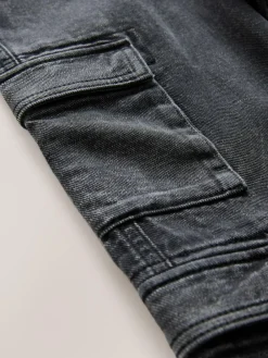 Best Next Black 100% Cotton Denim Multipocket Cargo Jeans (3-16yrs)