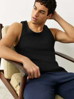 Hot Next 100% Cotton Layering Vests 5 Pack Black