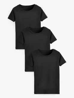 Online Next 100% Cotton Short Sleeve Vests 3 Pack (1.5-16yrs) Black