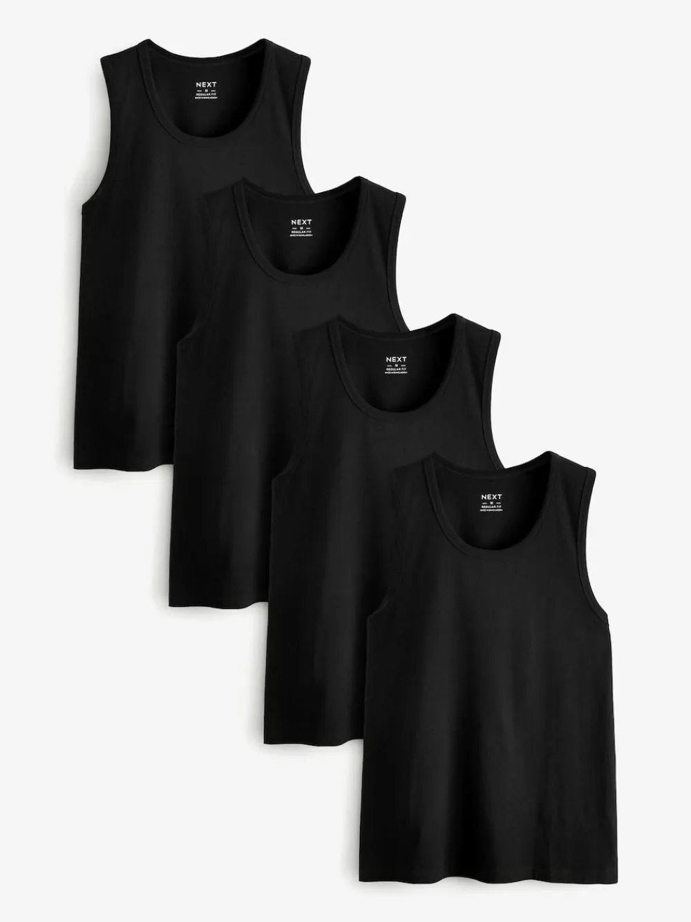 Best Next 100% Cotton Vests 4 Pack Black