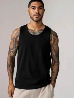 Best Next 100% Cotton Vests 4 Pack Black