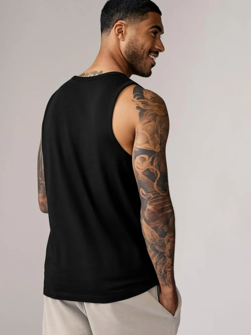 Best Next 100% Cotton Vests 4 Pack Black