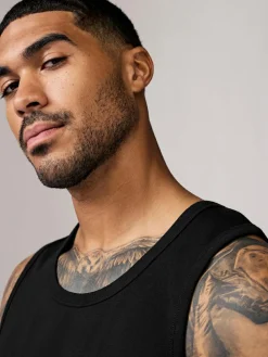 Best Next 100% Cotton Vests 4 Pack Black