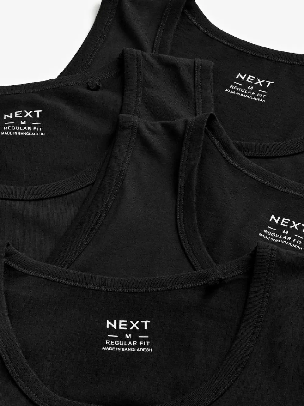 Best Next 100% Cotton Vests 4 Pack Black