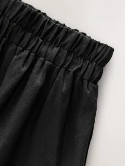 Hot Next Black 100% Linen Midi Skirt