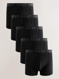 Next Black 5 Pack A-Front Cotton Rich Boxers^ Underwear|Underwear
