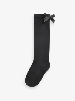 Discount Next 2 Pack Cotton Rich Bow Knee High Socks Black