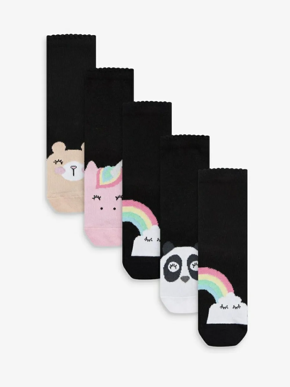 Next Black 5 Pack Cotton Rich Character Ankle School Socks^ Tights|Socks & Tights