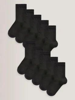 Online Next 10 Pack Cotton Rich School Ankle Socks Black