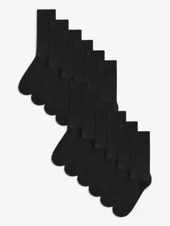 New Next 12 Pack Mens Cotton Rich Socks Black