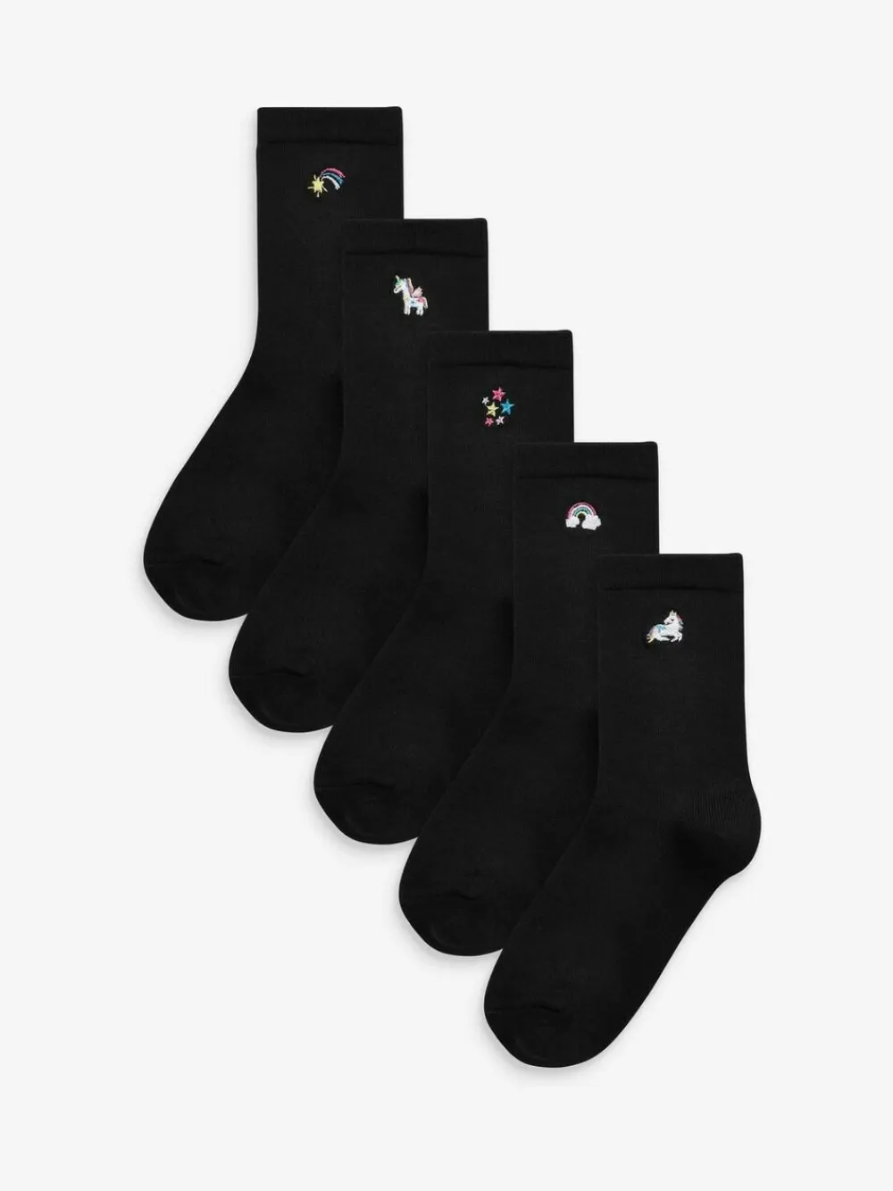 Next Black 5 Pack Unicorn Embroidered Ankle Socks^ Socks & Tights|Socks & Tights