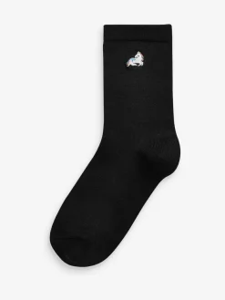 Next Black 5 Pack Unicorn Embroidered Ankle Socks^ Socks & Tights|Socks & Tights