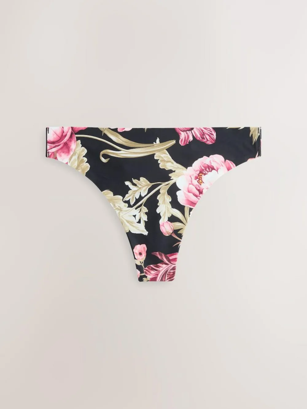 Outlet Next Black / Praline Nude / Pink Floral Thong No VPL Light Flow Period Knickers 4 Pack