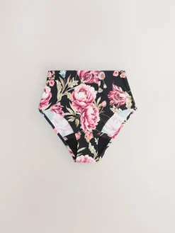 Clearance Next Black / Praline Nude / Pink Floral Full Brief No VPL Medium Flow Period Knickers 4 Pack