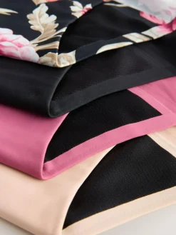 Clearance Next Black / Praline Nude / Pink Floral Full Brief No VPL Medium Flow Period Knickers 4 Pack