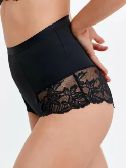 Outlet Next Print Tummy Control Shaping Lace Back Brazilian Knickers 2 Pack Black / Praline Nude