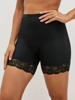 Next Black / Praline Nude Tummy Control Light Shaping Lace Back Shorts 2 Pack^Women Shapewear