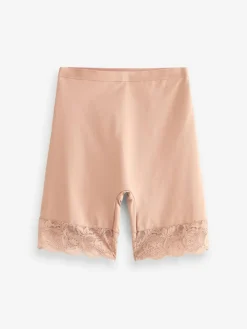 Next Black / Praline Nude Tummy Control Light Shaping Lace Back Shorts 2 Pack^Women Shapewear