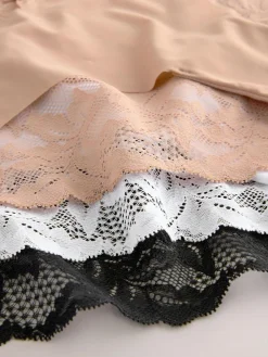 Outlet Next Brazilian No VPL Lace Back Briefs 5 Pack Black / White / Praline Nude