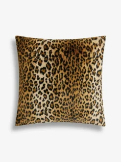 Next Black 50 x 50cm Faux Leopard Print Faux Fur Cushion^ Cushions & Throws