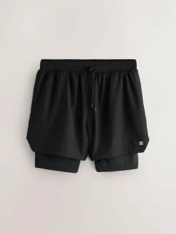 New Next Black Active 2-In-1 Shorts 2 Pack