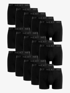 Next Black A-Front Cotton Rich Boxers 15 Pack^ Underwear|Underwear