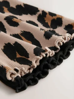 Discount Next 2 Pack Rib Flare Leggings (3-16yrs) Black and Animal