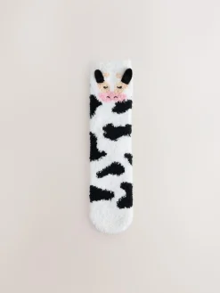Discount Next Black and White Cow 1 Pack Cosy Ankle Socks in a Gift Box