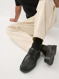Next Black Apron Leather Shoes^ Shoes