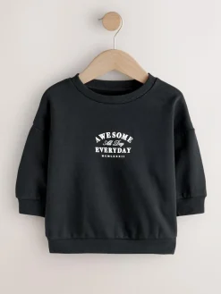 Discount Next Black Awesome Everyday Back Printed Crew Neck Jersey Sweatshirt (3mths-7yrs)