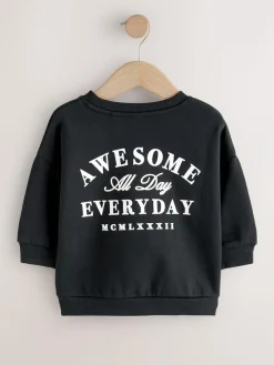 Discount Next Black Awesome Everyday Back Printed Crew Neck Jersey Sweatshirt (3mths-7yrs)
