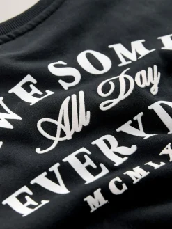 Discount Next Black Awesome Everyday Back Printed Crew Neck Jersey Sweatshirt (3mths-7yrs)