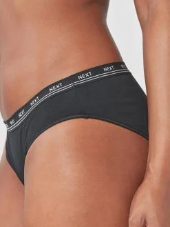 Clearance Next Bikini Cotton Logo Knickers 4 Pack Black