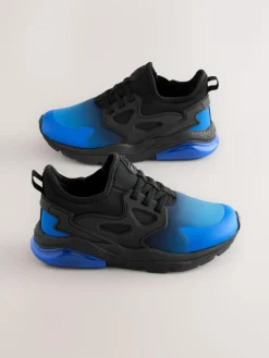 Next Black Blue Ombre Standard Fit (F) Elastic Lace Trainers^BOY Sneakers