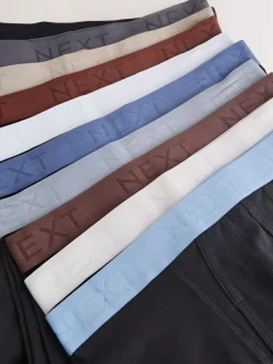 Next Black Blue/Brown Waistbands A-Front Boxers 10 Pack^ Underwear|Underwear